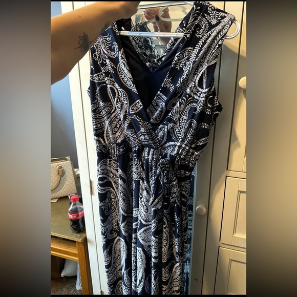 Studio One Blue and White Maxi Dress Size 2 - Picture 5 of 9